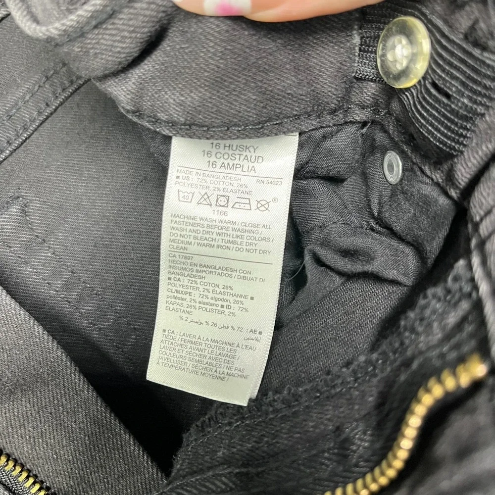 Old Navy Straight Built-in Flex Jeans Boys 16 Black Denim Zip Fly‎ - 32X28.5